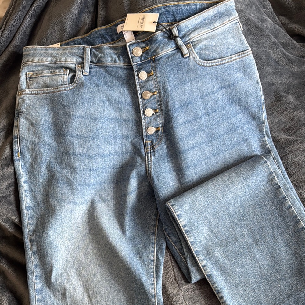 Light Blue Button-Fly Jeans